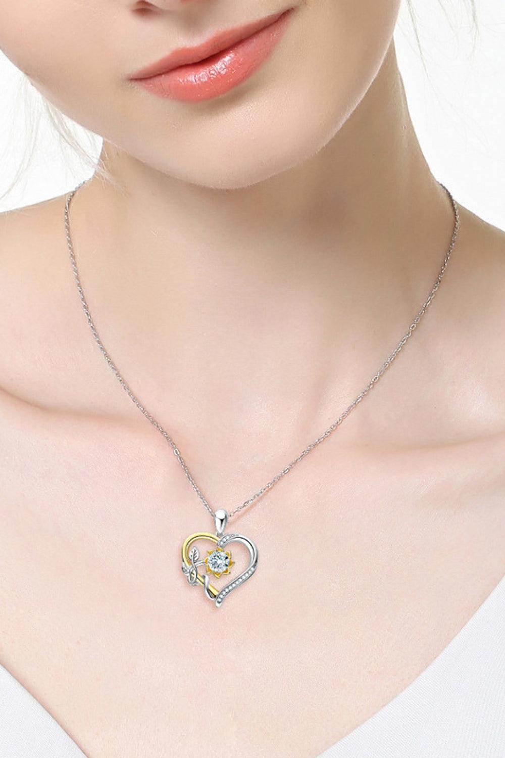 1 Carat Moissanite Gold And Platinum-Plated Heart Necklace - MXSTUDIO.COM