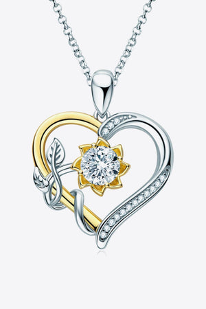 1 Carat Moissanite Gold And Platinum-Plated Heart Necklace - MXSTUDIO.COM