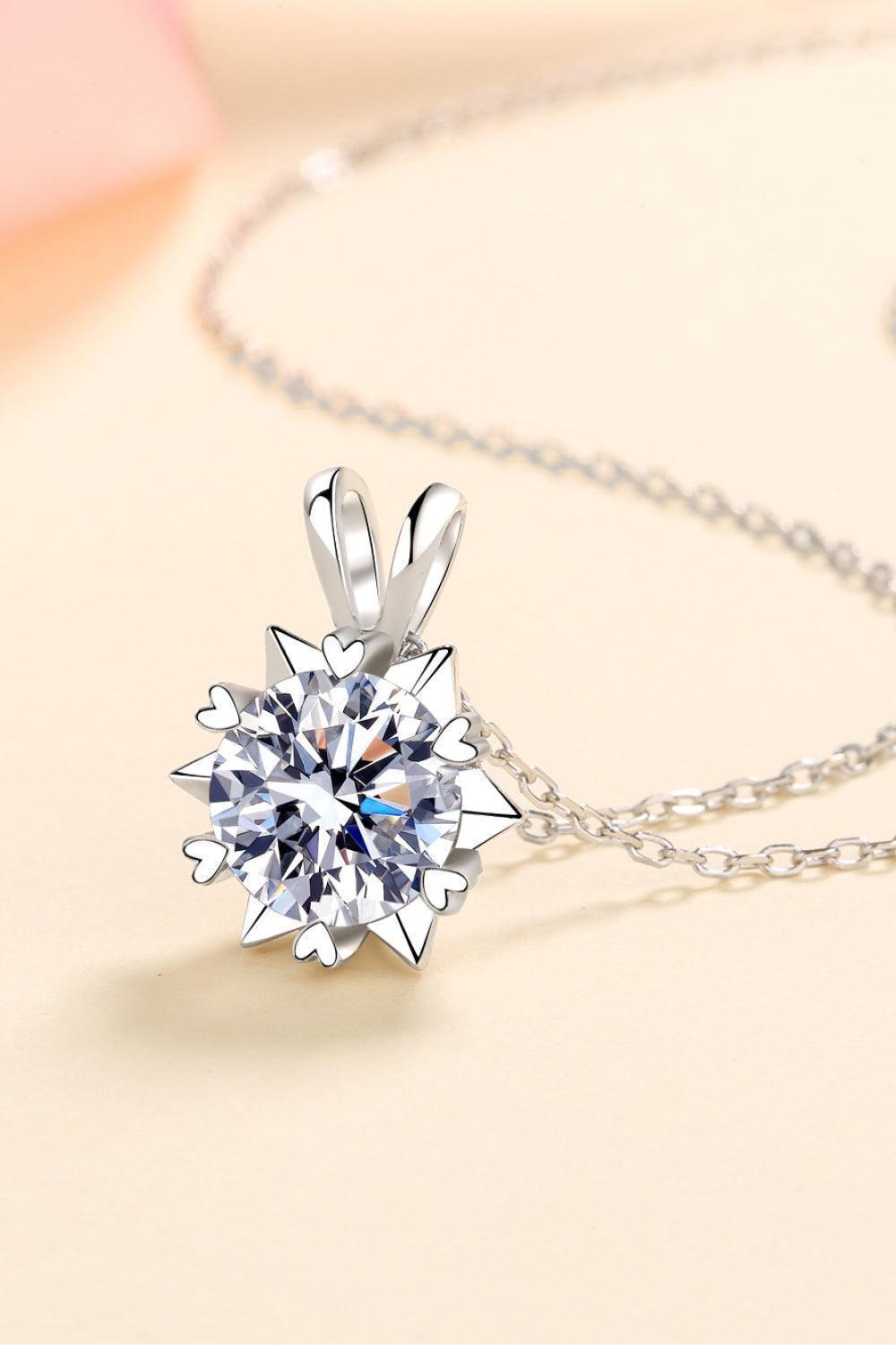 1 Carat Moissanite Hearts Detail Pendant Necklace - MXSTUDIO.COM