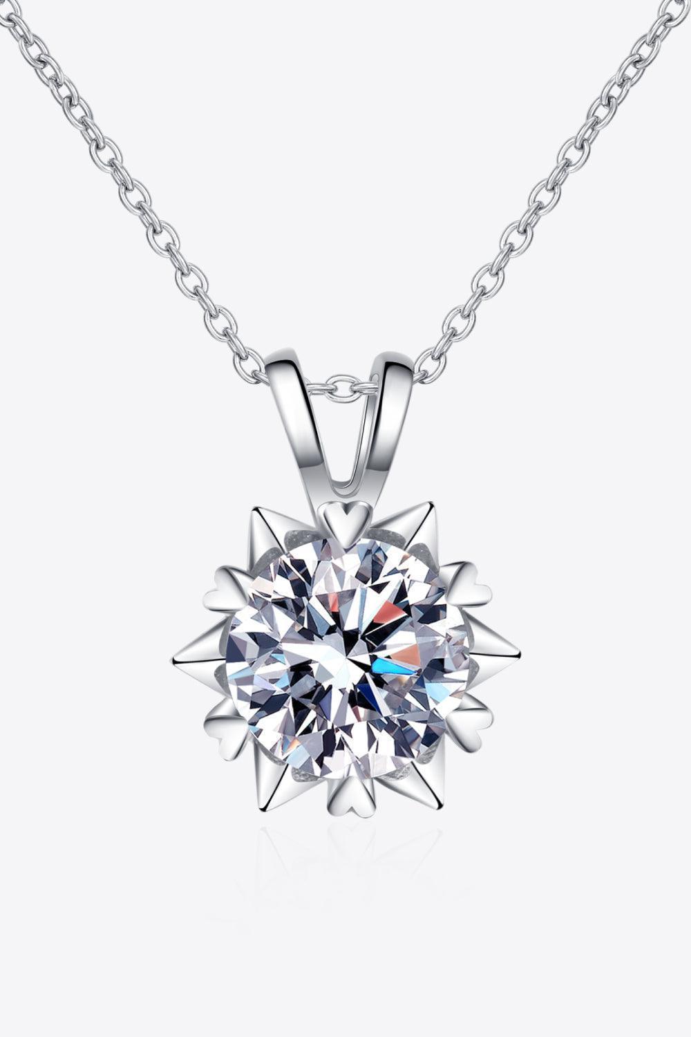 1 Carat Moissanite Hearts Detail Pendant Necklace - MXSTUDIO.COM