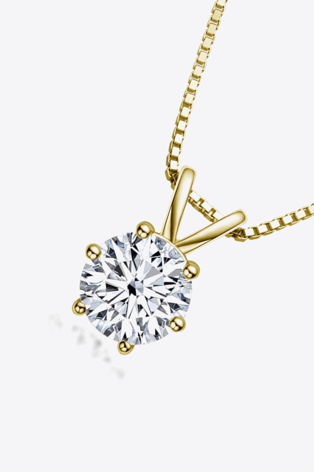 1 Carat Moissanite Pendant Gold / Platinum-Plated Necklace - MXSTUDIO.COM