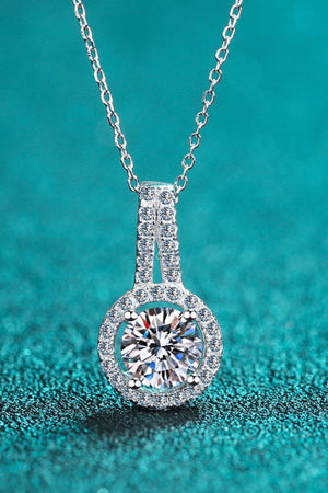 1 Carat Moissanite Round Drop Pendant Necklace - MXSTUDIO.COM