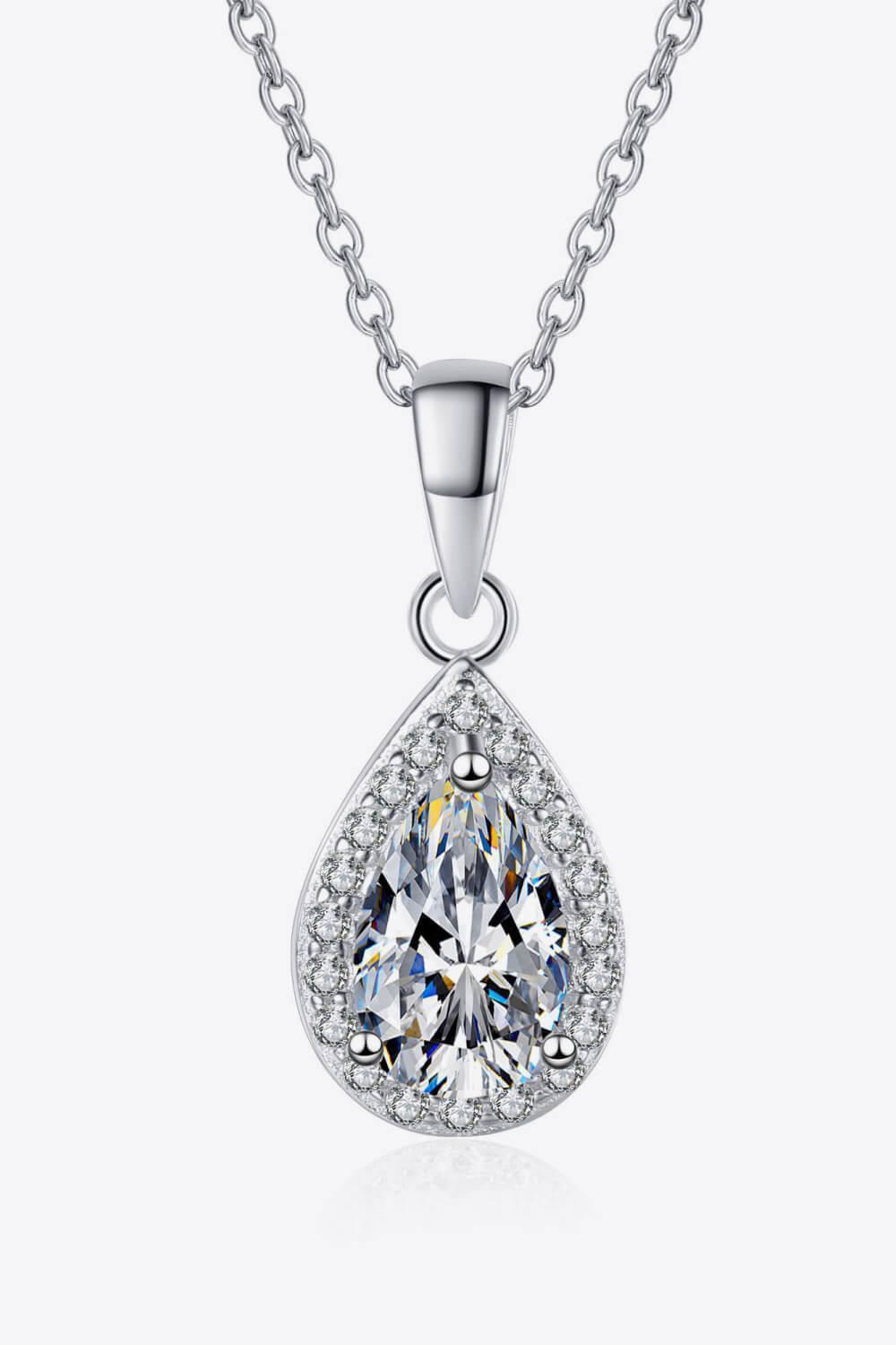 1 Carat Moissanite Teardrop Pendant Necklace - MXSTUDIO.COM