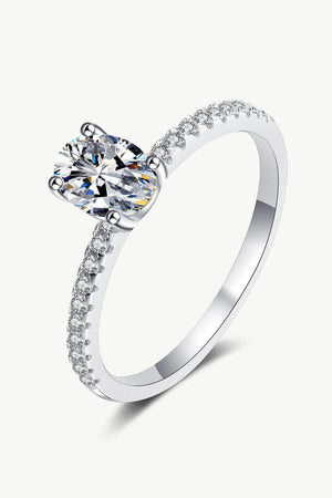 1 Carat Oval Moissanite Ring Sterling Silver - MXSTUDIO.COM