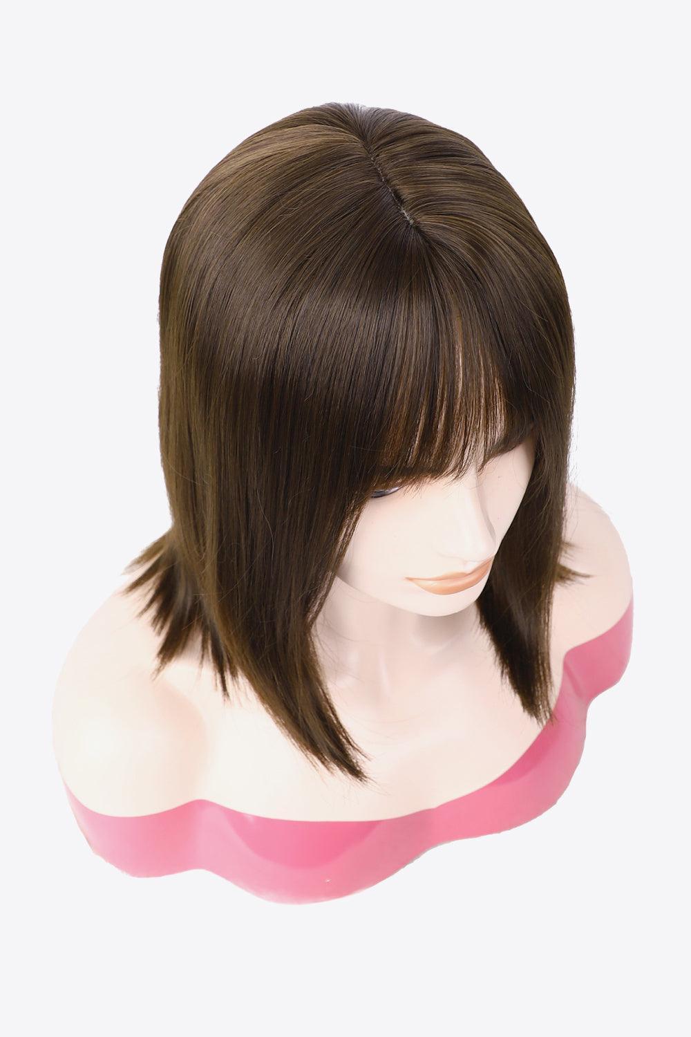 10'' Brown Short Wave Full Machine Hair Wig - MXSTUDIO.COM