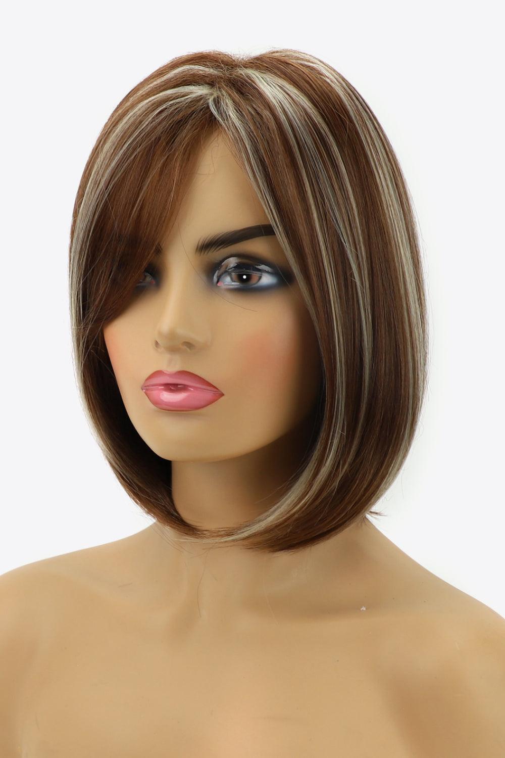 10'' Brown White Short Wave Full Machine Wig - MXSTUDIO.COM