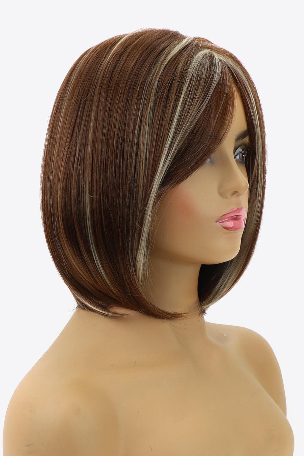 10'' Brown White Short Wave Full Machine Wig - MXSTUDIO.COM