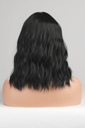 12'' Black Mid-Length Wavy Full Machine Wig - MXSTUDIO.COM