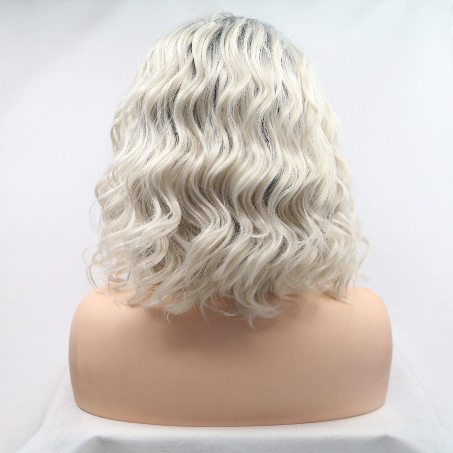 a wig with white hair on a mannequin head