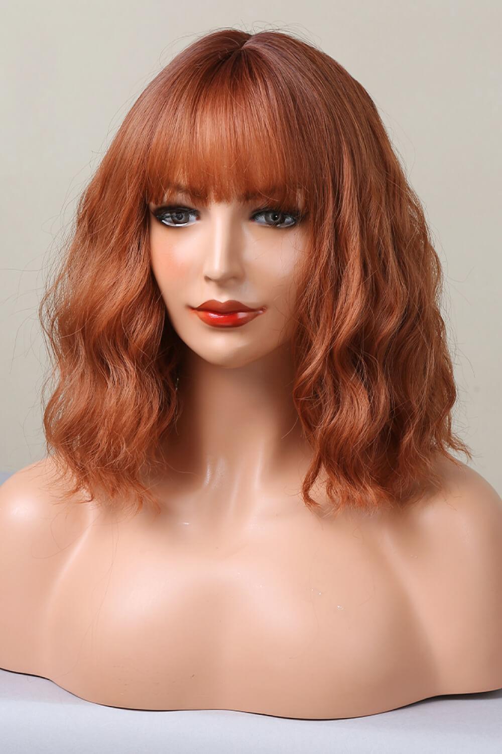 12'' Wavy Full-Machine Wig With Bangs - MXSTUDIO.COM