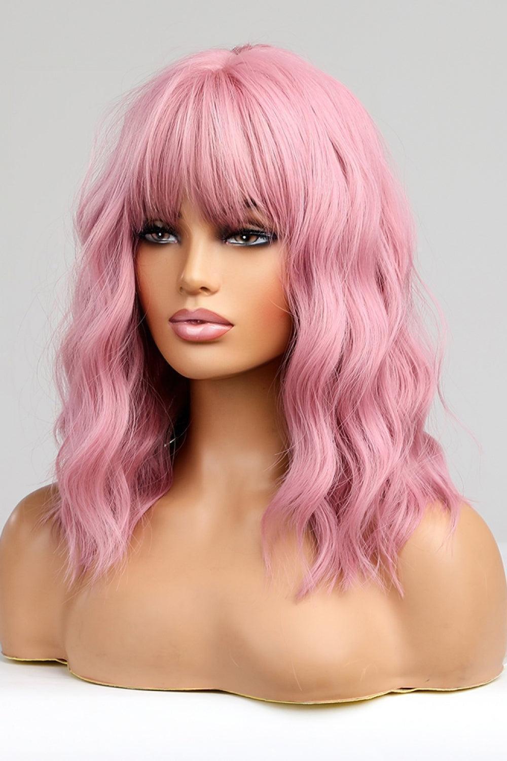 12'' Wavy Full-Machine Wig With Bangs - MXSTUDIO.COM