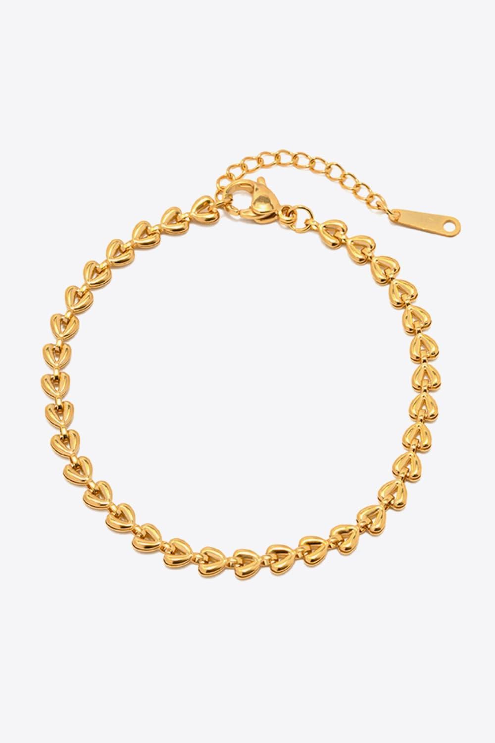 18K Gold-Plated Lobster Clasp Heart Chain Bracelet - MXSTUDIO.COM