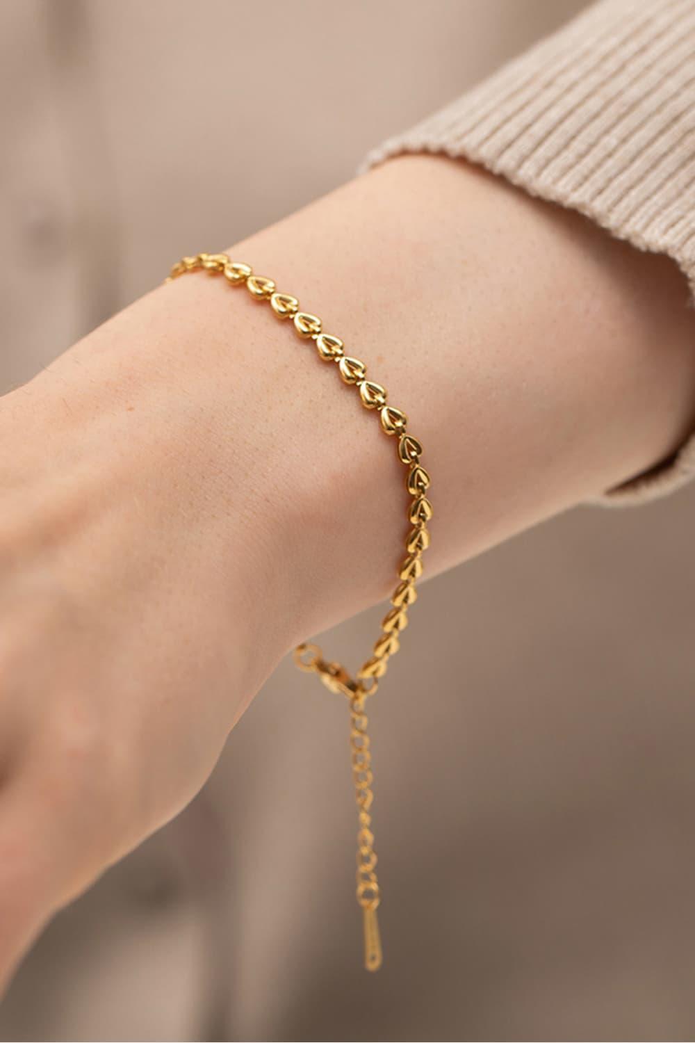 18K Gold-Plated Lobster Clasp Heart Chain Bracelet - MXSTUDIO.COM