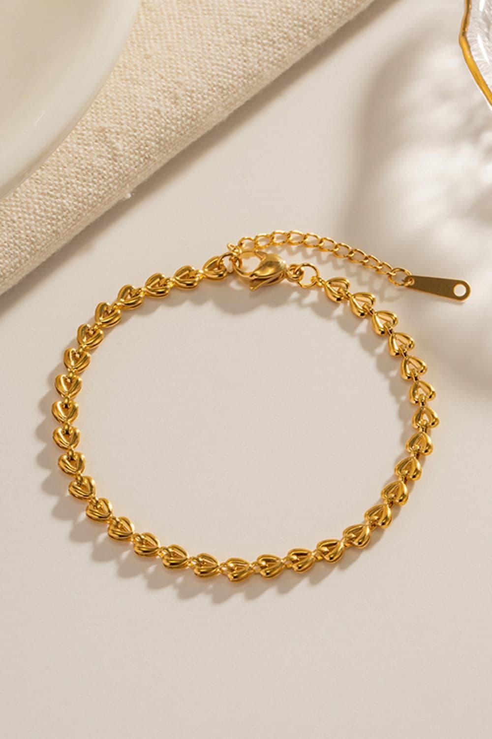 18K Gold-Plated Lobster Clasp Heart Chain Bracelet - MXSTUDIO.COM