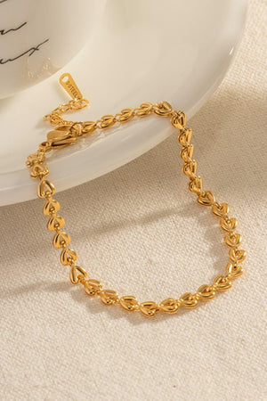 18K Gold-Plated Lobster Clasp Heart Chain Bracelet - MXSTUDIO.COM