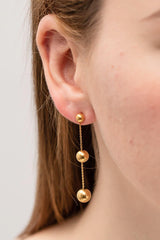 18k Gold-Plated Ball Bead and Chain Stainless Steel Earrings - MXSTUDIO.COM