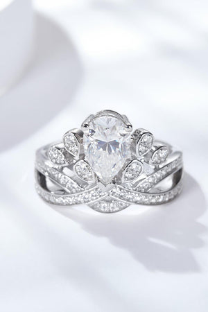 1.5 Carat Crown Moissanite Ring Platinum-Plated - MXSTUDIO.COM