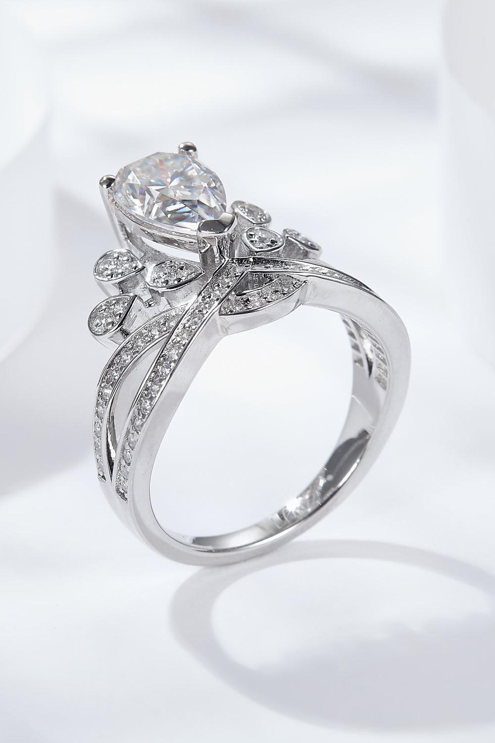 1.5 Carat Crown Moissanite Ring Platinum-Plated - MXSTUDIO.COM