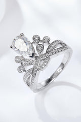 1.5 Carat Crown Moissanite Ring Platinum-Plated - MXSTUDIO.COM