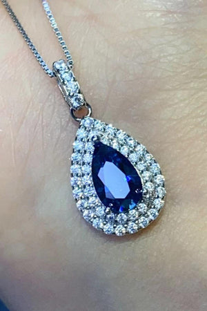 2 Carat Blue Teardrop Moissanite Necklace - MXSTUDIO.COM