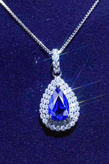 2 Carat Blue Teardrop Moissanite Necklace - MXSTUDIO.COM