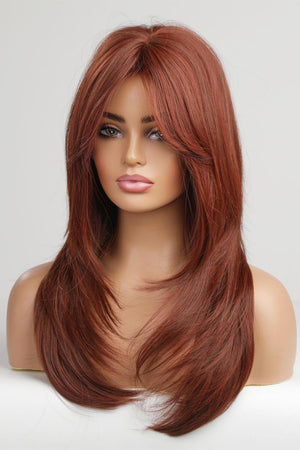 20'' Red Mid-Length Wavy Full Machine Wig - MXSTUDIO.COM