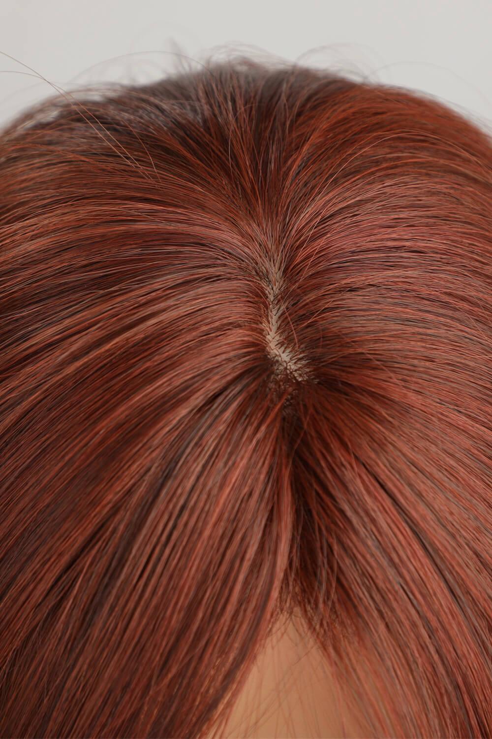 20'' Red Mid-Length Wavy Full Machine Wig - MXSTUDIO.COM