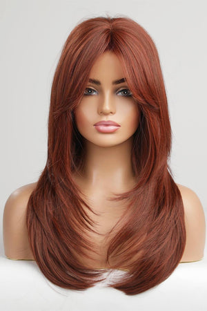 20'' Red Mid-Length Wavy Full Machine Wig - MXSTUDIO.COM