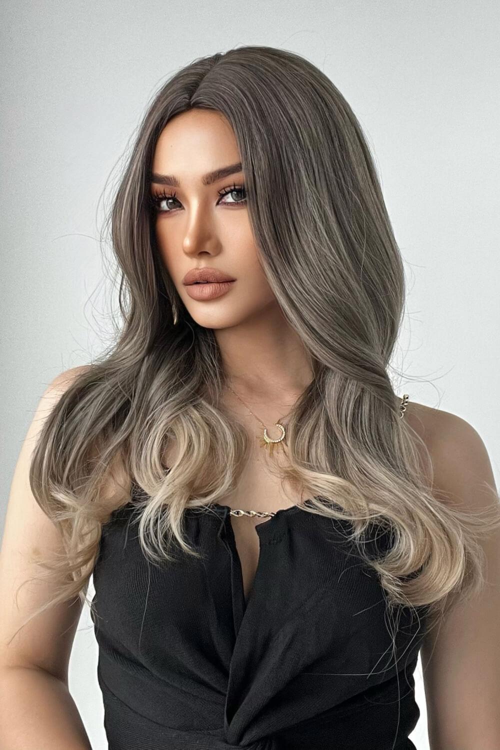 24" Ash Brown Blonde Straight Full-Machine Wig - MXSTUDIO.COM