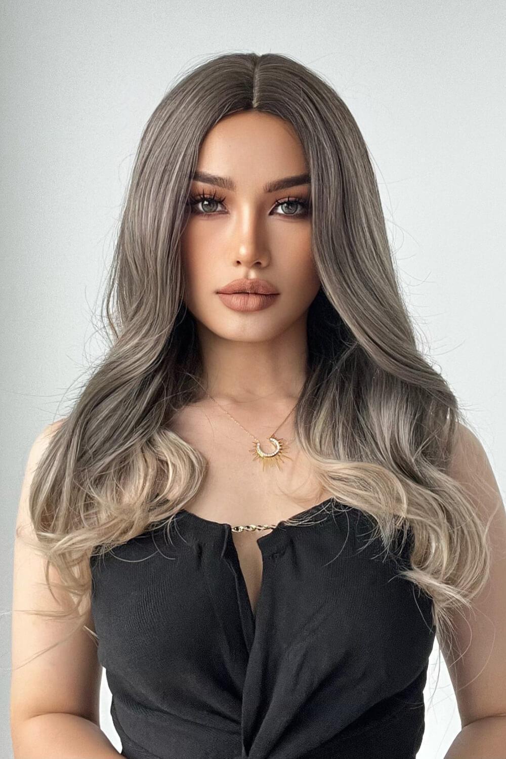 24" Ash Brown Blonde Straight Full-Machine Wig - MXSTUDIO.COM