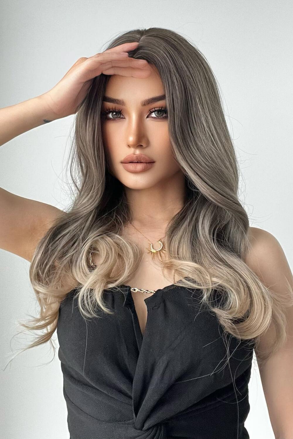 24" Ash Brown Blonde Straight Full-Machine Wig - MXSTUDIO.COM