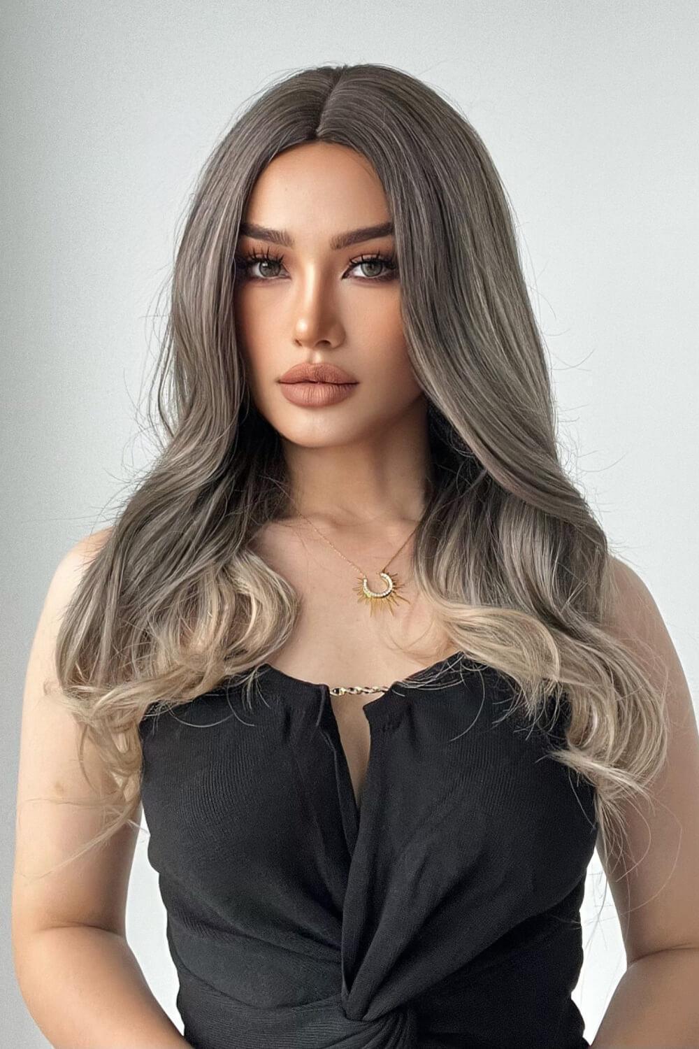 24" Ash Brown Blonde Straight Full-Machine Wig - MXSTUDIO.COM