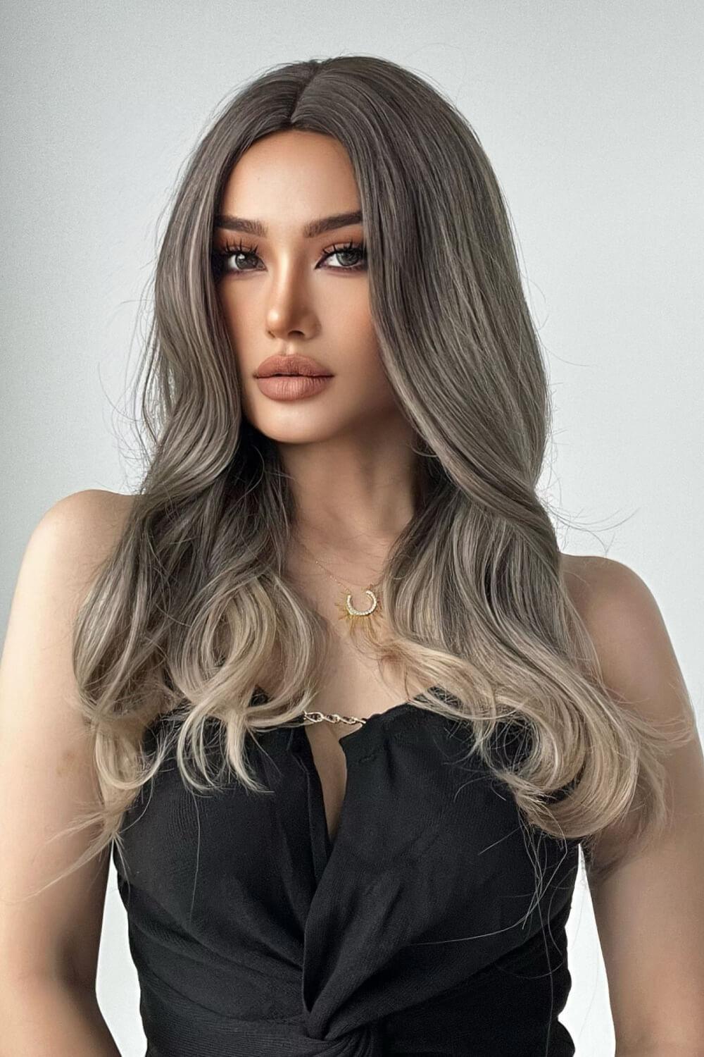 24" Ash Brown Blonde Straight Full-Machine Wig - MXSTUDIO.COM