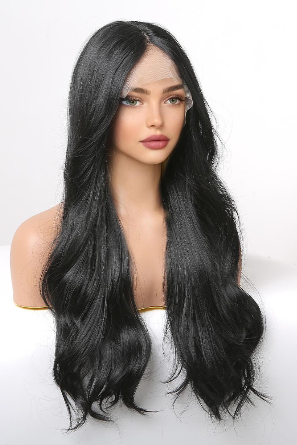 24" Black Wavy Lace Front Wig - MXSTUDIO.COM