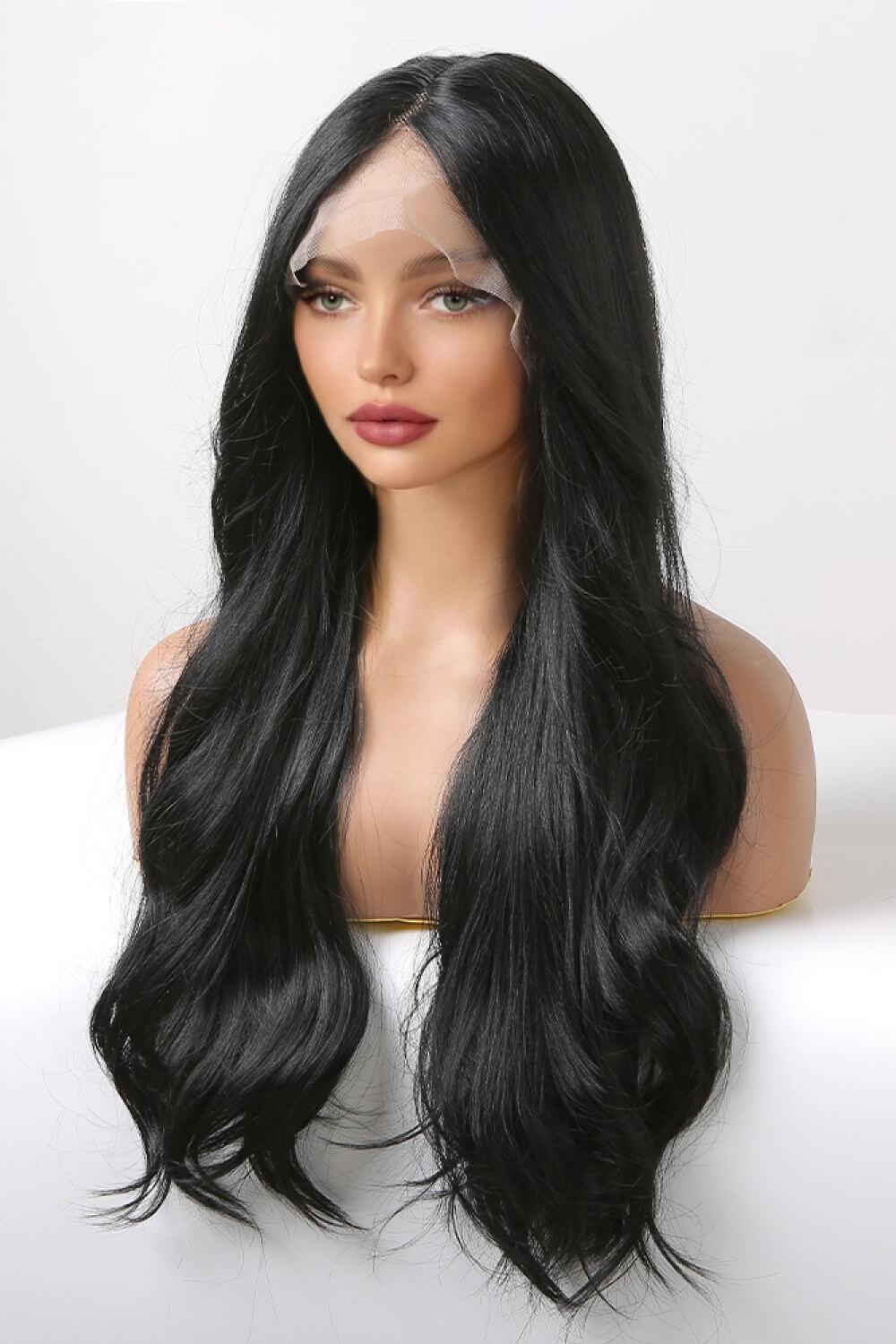 24" Black Wavy Lace Front Wig - MXSTUDIO.COM