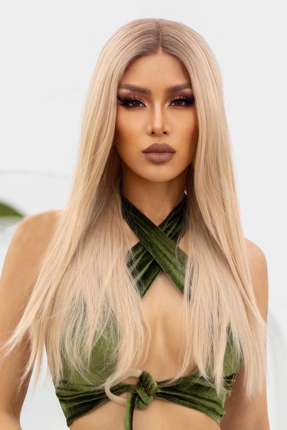 24'' Blonde Long Straight Lace Front Wig - MXSTUDIO.COM