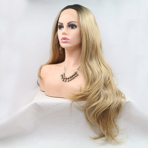 a mannequin head with long blonde hair