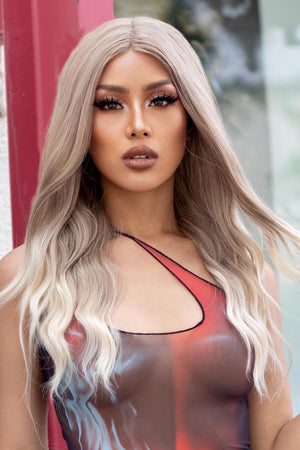 24" Medium Blonde Wavy Lace Front Wig - MXSTUDIO.COM