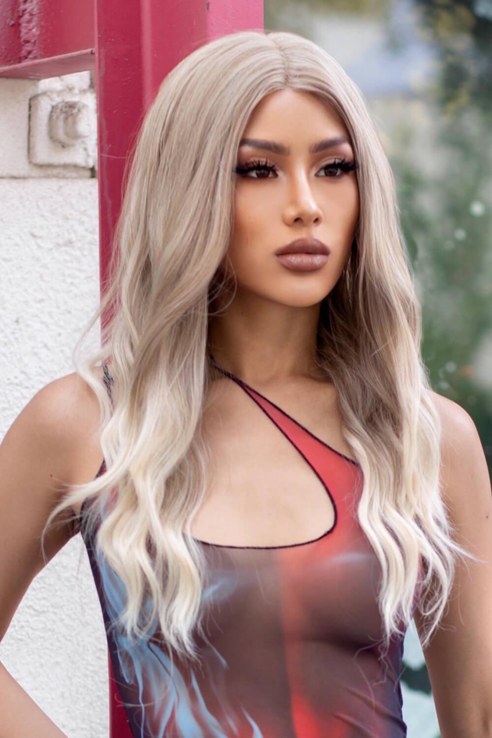 24" Medium Blonde Wavy Lace Front Wig - MXSTUDIO.COM