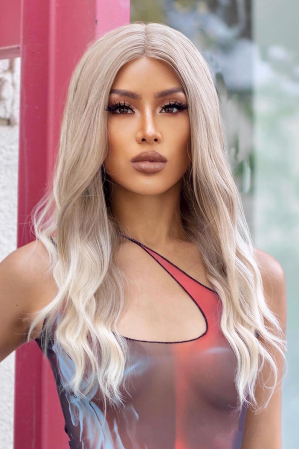 24" Medium Blonde Wavy Lace Front Wig - MXSTUDIO.COM