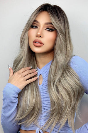 26'' Ash Blonde Balayage Wavy Full Machine Wig - MXSTUDIO.COM