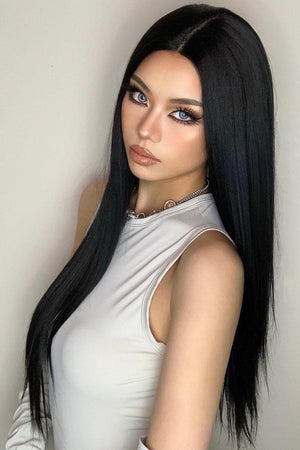 26" Black Long Straight Lace Front Wig - MXSTUDIO.COM