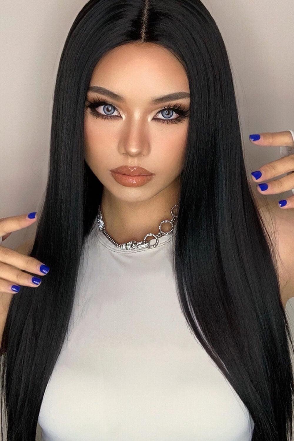 26" Black Long Straight Lace Front Wig - MXSTUDIO.COM