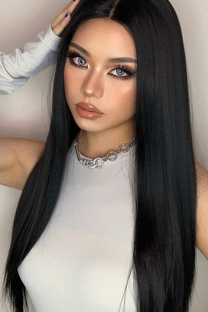 26" Black Long Straight Lace Front Wig - MXSTUDIO.COM