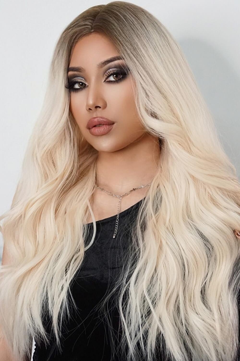 26'' Blonde Ombre Long Wave Full-Machine Wig - MXSTUDIO.COM