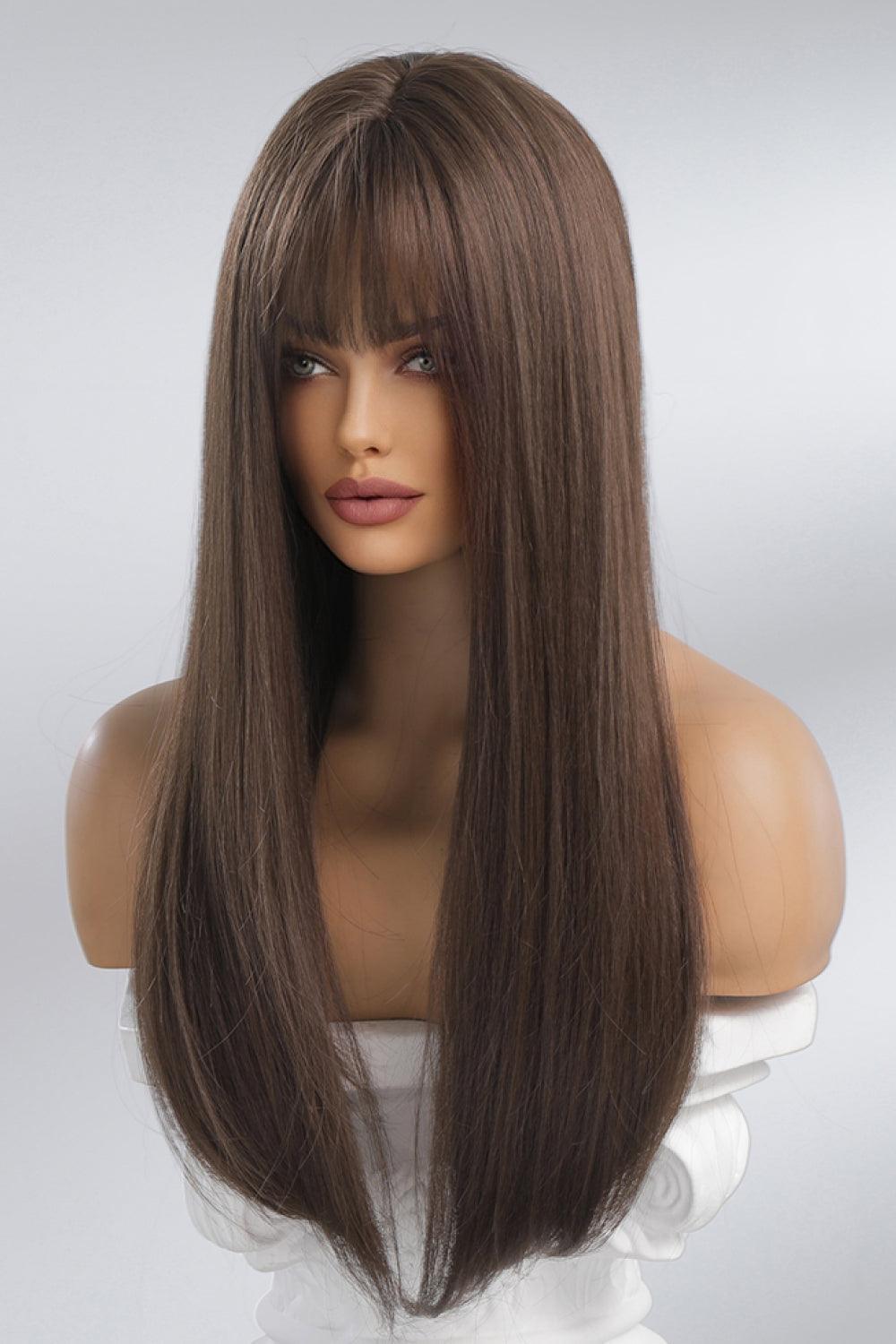 26'' Brown Long Straight Full Machine Wig - MXSTUDIO.COM