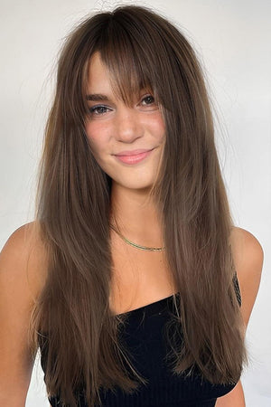 26'' Brown Long Straight Full Machine Wig - MXSTUDIO.COM