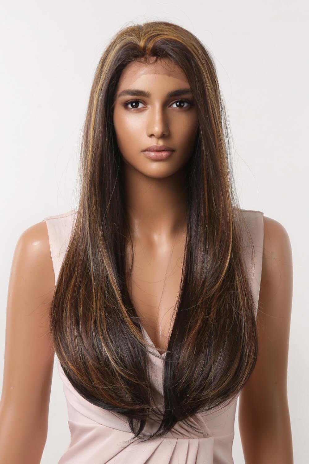 26" Caramel Brown Straight Lace Front Wig - MXSTUDIO.COM