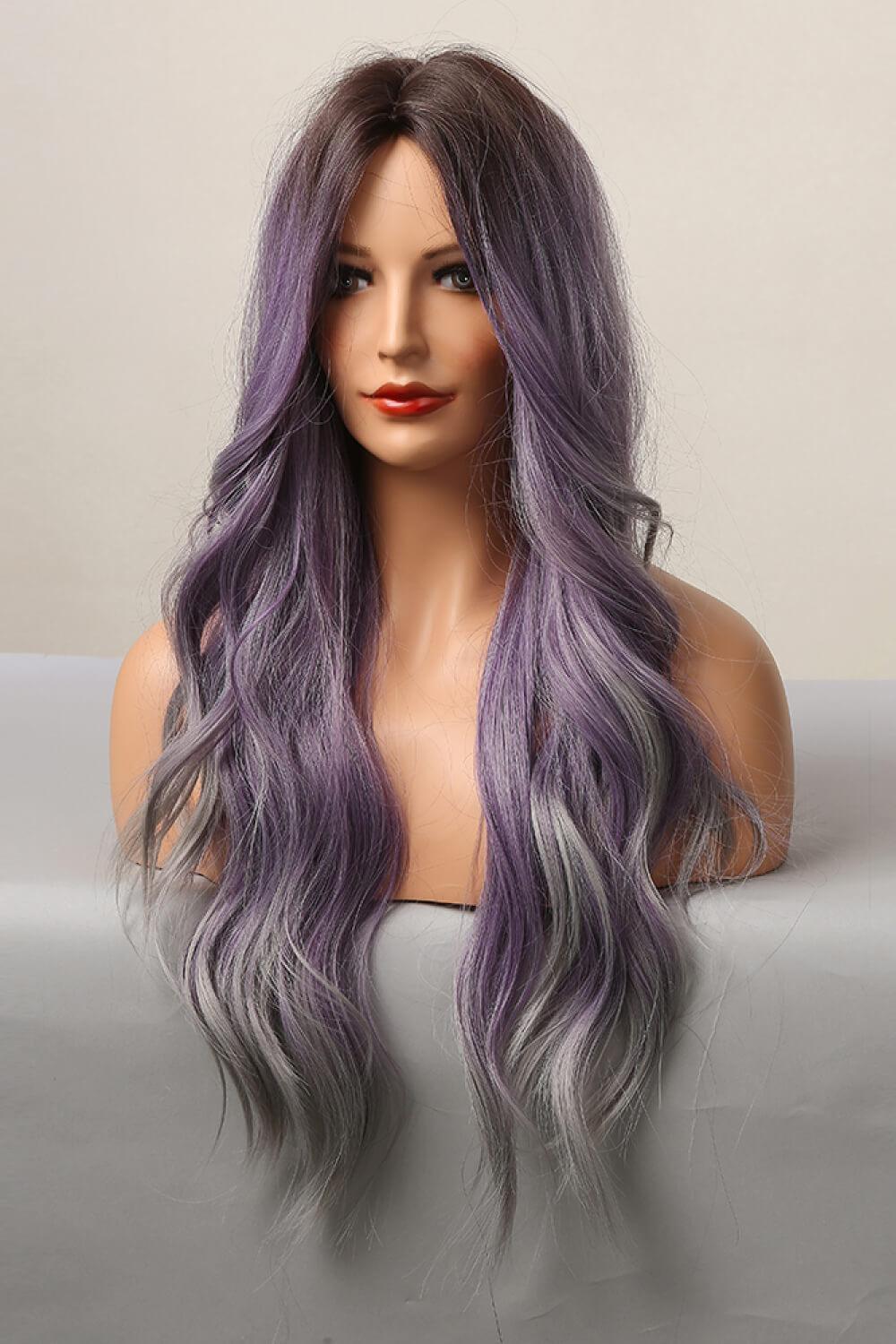 26'' Purple Gray Wavy Full Machine Wig - MXSTUDIO.COM