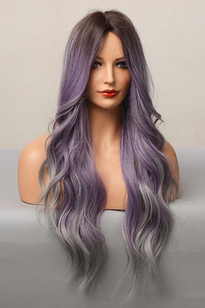 26'' Purple Gray Wavy Full Machine Wig - MXSTUDIO.COM